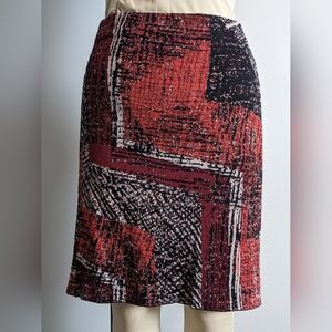 Nic + Zoe, A line Skirt, Stretch waist band, Sz. Small, Burgundy, Black, Red